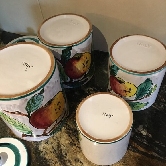 Vintage Italian Handpainted Red Clay Four Piece Cannister Set - Picture 8 of 16